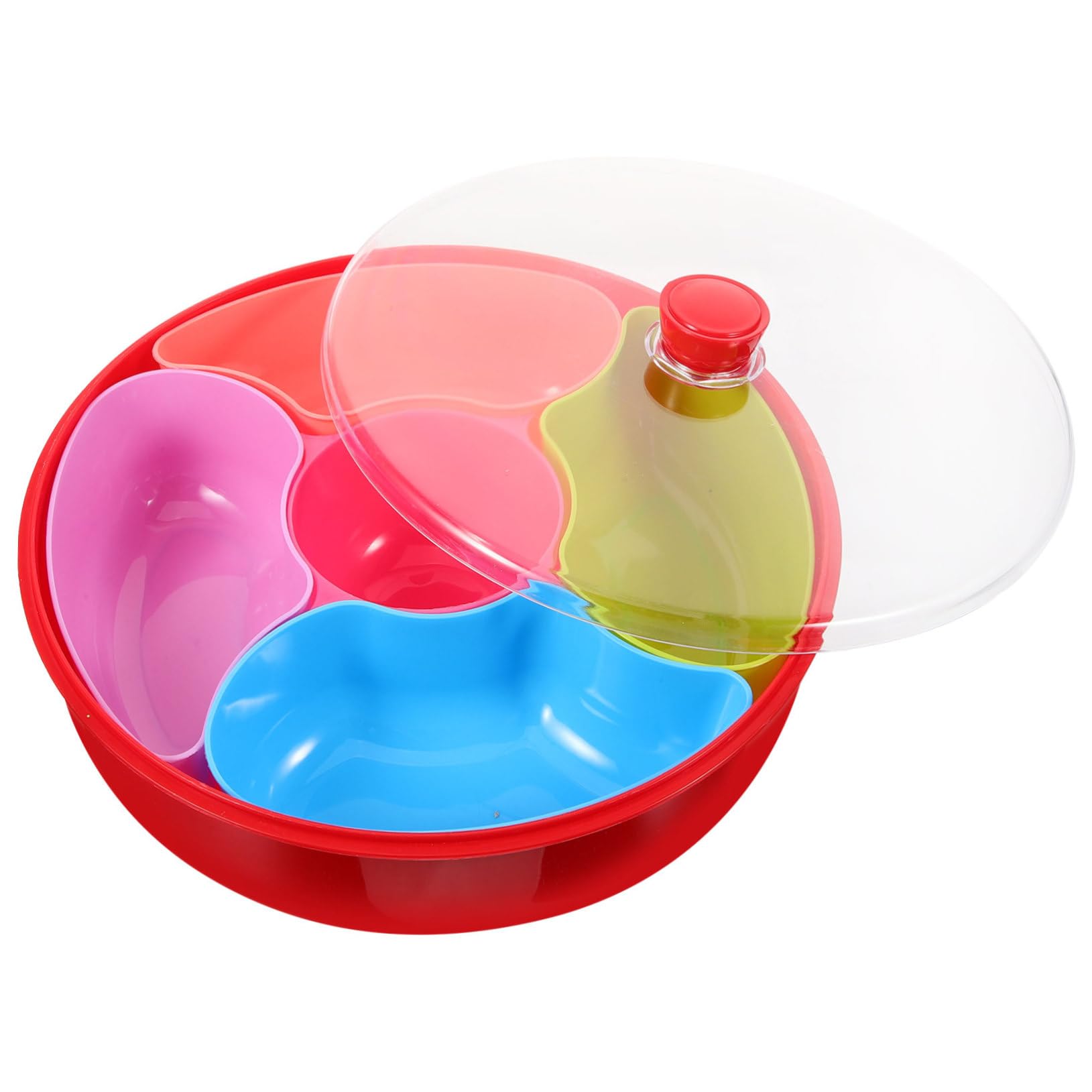 HOLIDYOYO 1pc Compartment Box with Lid Food Divided Plates Candy Nut Container Appetizer Serving Tray Nut Tray with Lid Snack Containers Living Room Snack Plate Container Colorful Plastic
