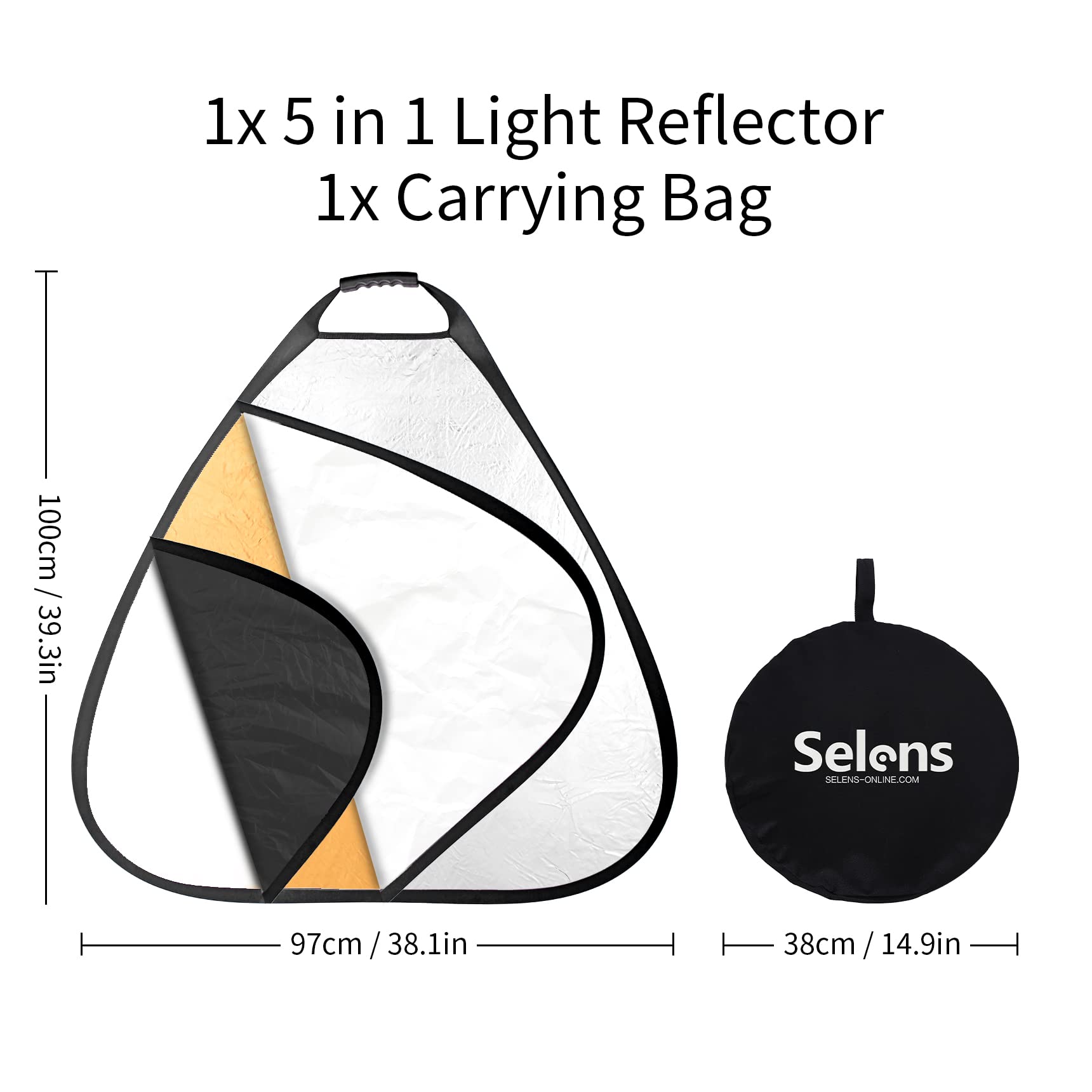 Selens - Reflector para iluminación de Estudio fotográfico e iluminación al Aire Libre