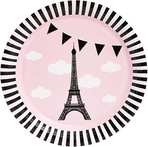 Miniatura 4 de Decoración de fiesta de cumpleaños de París de 144 piezas con platos, servilletas, tazas y cubiertos, juego de vajilla desechable para cumpleaños