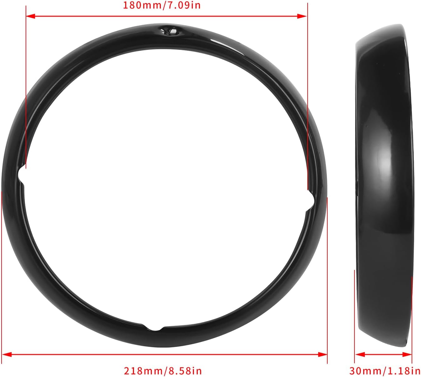7" Motorcycle Headlight Lamp Trim Ring Cover Headlight Assembly Fit for Touring Road King Electra Glide Street Glide Tri Glide FLHT FLHR (Black)