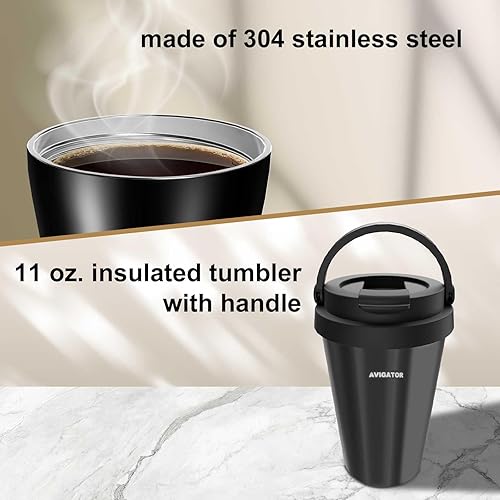 Miniatura 2 de Cafetera de una sola porción con 11 oz. Taza de café de viaje de acero inoxidable, intensidad de preparación ajustable, filtro permanente, color