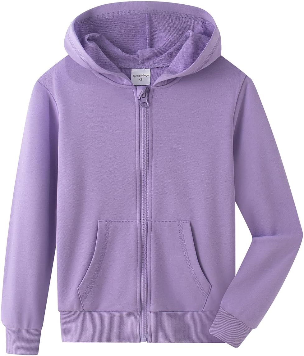 Spring&Gege Boys Zip up Hoodie Soft Solid Classic Full Zip Hooded Sweatshirts for Kids (3-14 Years) - Image 3