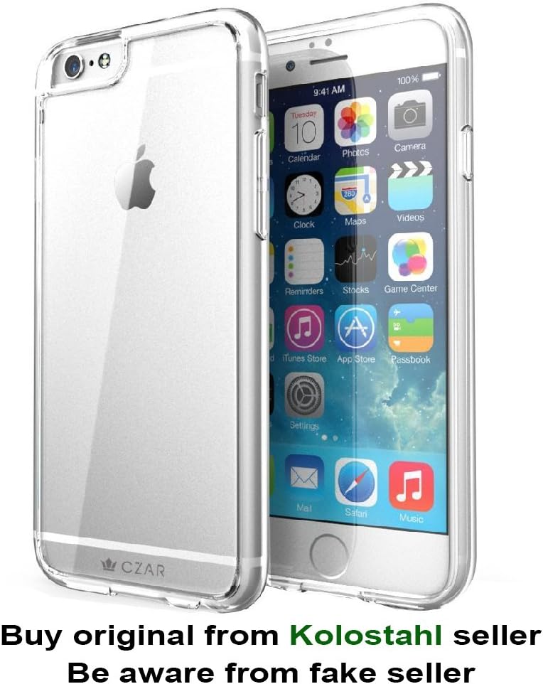 CZAR iPhone 6 / 6s (4.7") case/Cover Glazed Cushion Transparent Hard Clear Back + Soft TPU Edge [Thin Fit]