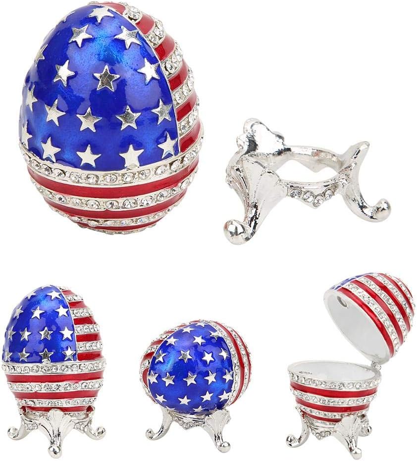 HEEPDD Enameled Easter Egg, Hand Painted Jewelry Trinket Box with Rich Enamel and Sparkling Rhinestones for Home Decor Store Necklace Earring Small Items