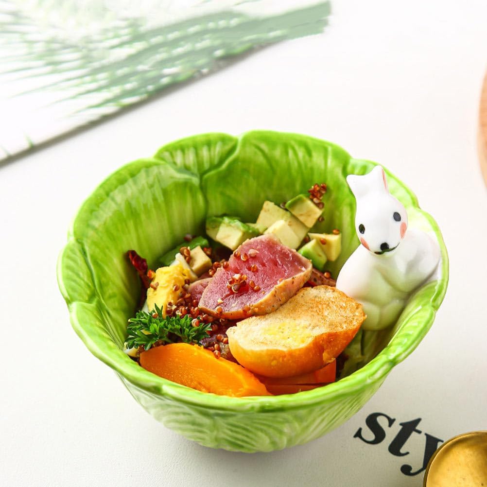 DOITOOL Creative Cartoon Rabbit Bowl for Kids Cute Ceramic Food Bowl Decorative Kids Dish for Fruits Snacks Salad and Desserts, 5.90X5.90X3.74In
