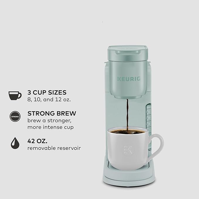 This coffee maker features a 42oz removable water reservoir, making it easy to fill and clean. The mint color adds a stylish touch to any kitchen or office space, while the compact design makes it ideal for small countertops or spaces. The Keurig K-Express is compatible with all K-Cup pods, allowing you to choose from a wide variety of flavors and brands to enjoy your favorite coffee anytime.