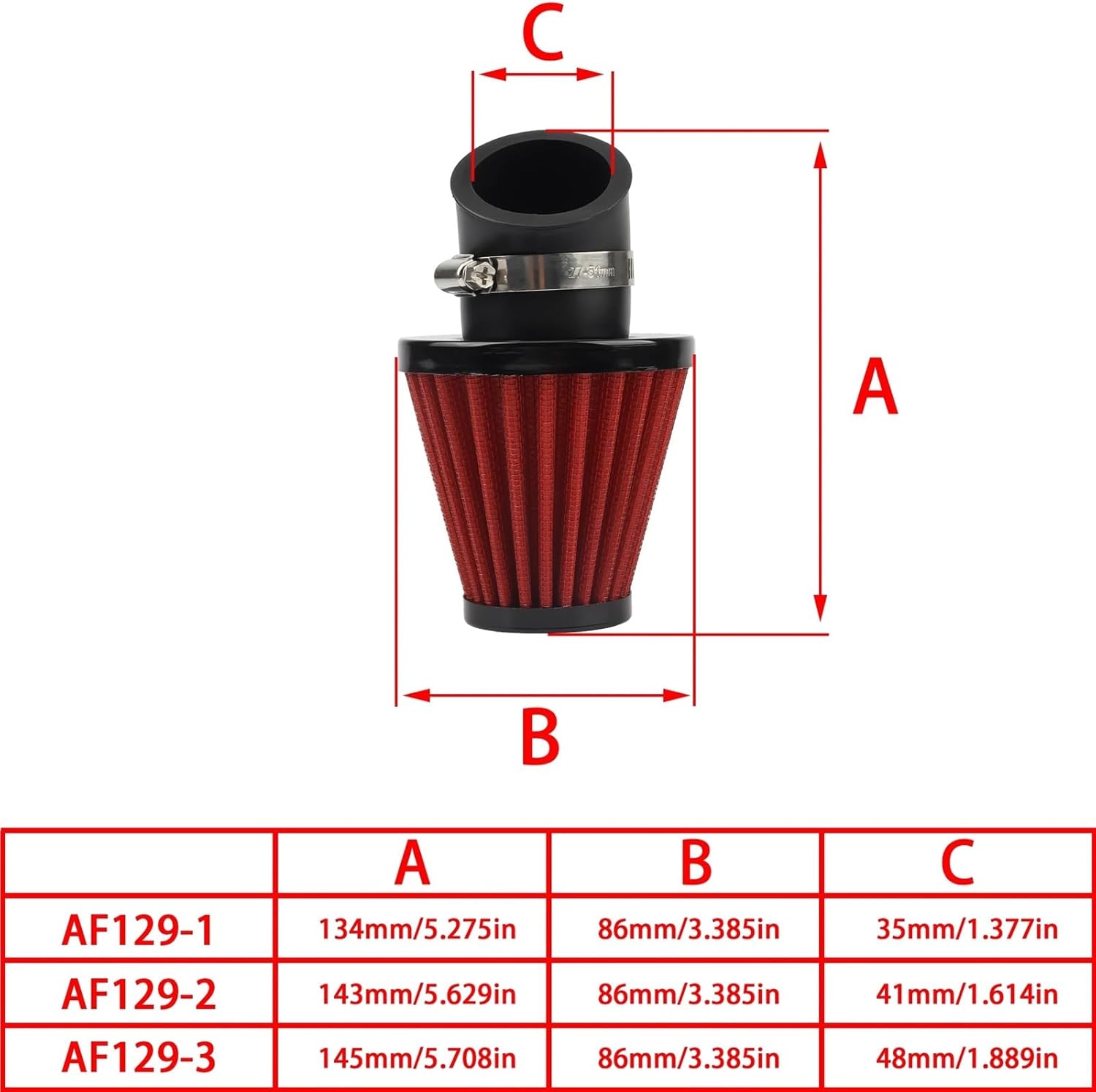 35mm 42mm 48mm Motorcycle Air Filter Fit(35MM)