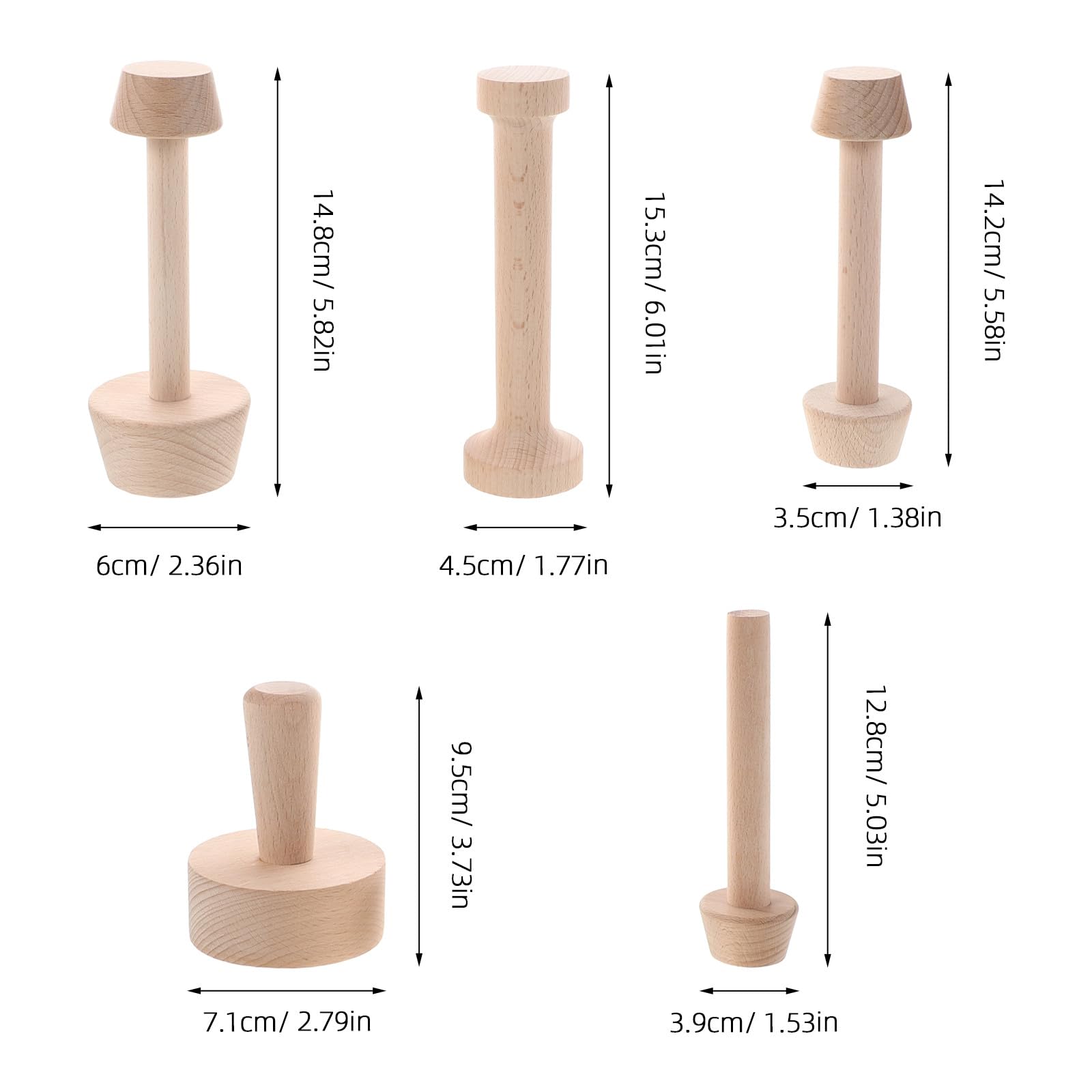 Molde de madera para tartaletas de huevo (7 piezas) - Empujador de masa para tartas - Mini moldes para tartas con base extraíble para de queso y muffins