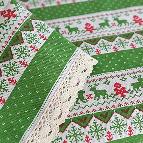 Nappe Noël cerfs moderne pour réveillon en famille vert 100x160cm