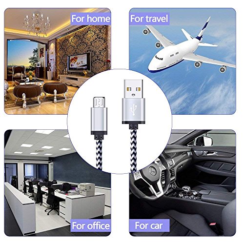 Android Charger Cable, FiveBox 5-Pack 6ft Micro USB Cable Cord Braided Fast Charging Phone Charger for Samsung Galaxy J3 J7 S6 S7 Edge, Tablet, LG stylo 2/3 LG G3 G4 K30 K20 Plus, Kindle Fire 7 8 10