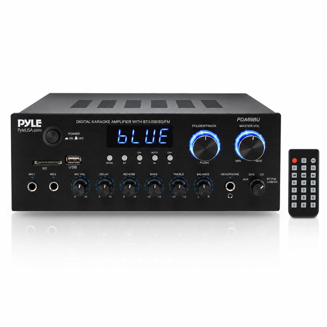 HiFi Verstärker- mit Bluetooth, 2 Kanal 300W, USB,SD, AUX, FM, Mic Eingänge