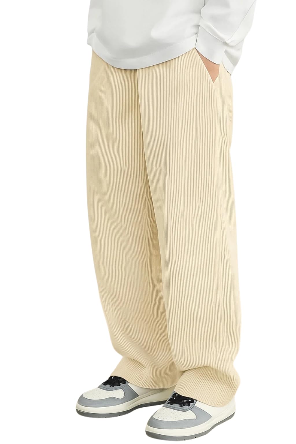 inkkr Men's Polyester Causal Lightweight Elastic Waist with Drawstring Comfortable Loose Fit Trouser Pant-picture-48