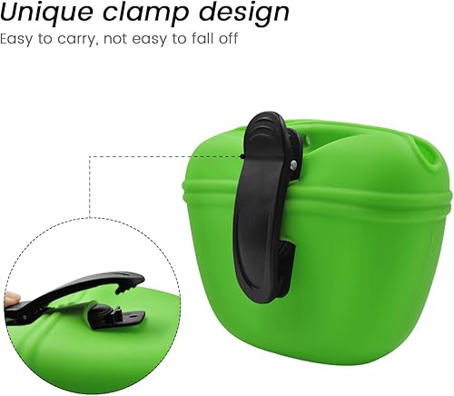 Miniatura 10 de AUDWUD Bolsa de silicona para perros, con clicker de entrenamiento,Clip en contenedor de tren portátil,Práctico cierre de hebilla magnética