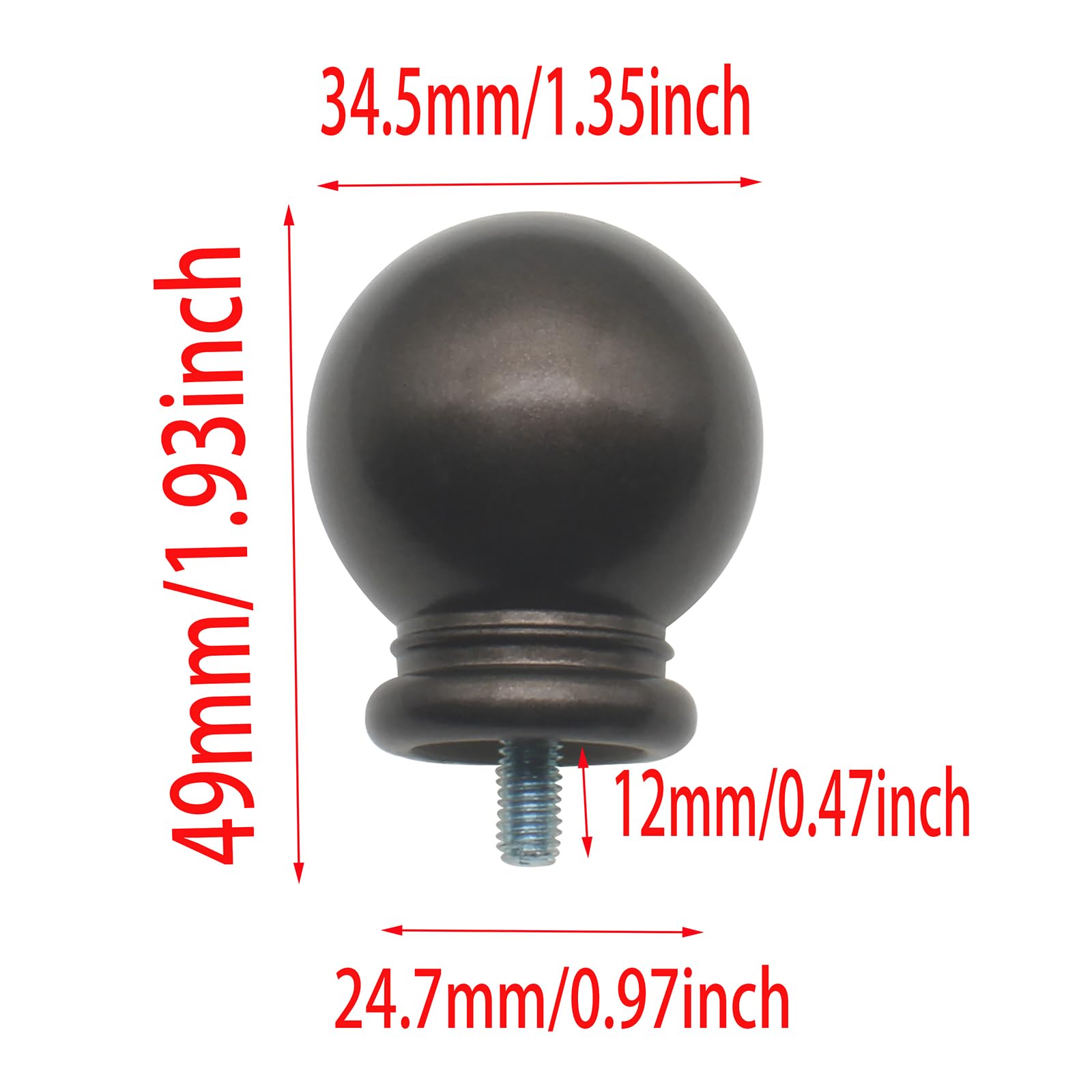 2pcs End Cap Finials for Curtain Rods 5/8