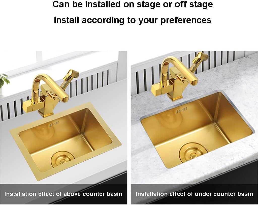 Kitchen Sinks,Kitchen Sink Bathroom Sinks,Stainless Steel Embedded Sink,Single Sinkder Counter Basin Cbar Sink/D/60X40Cm