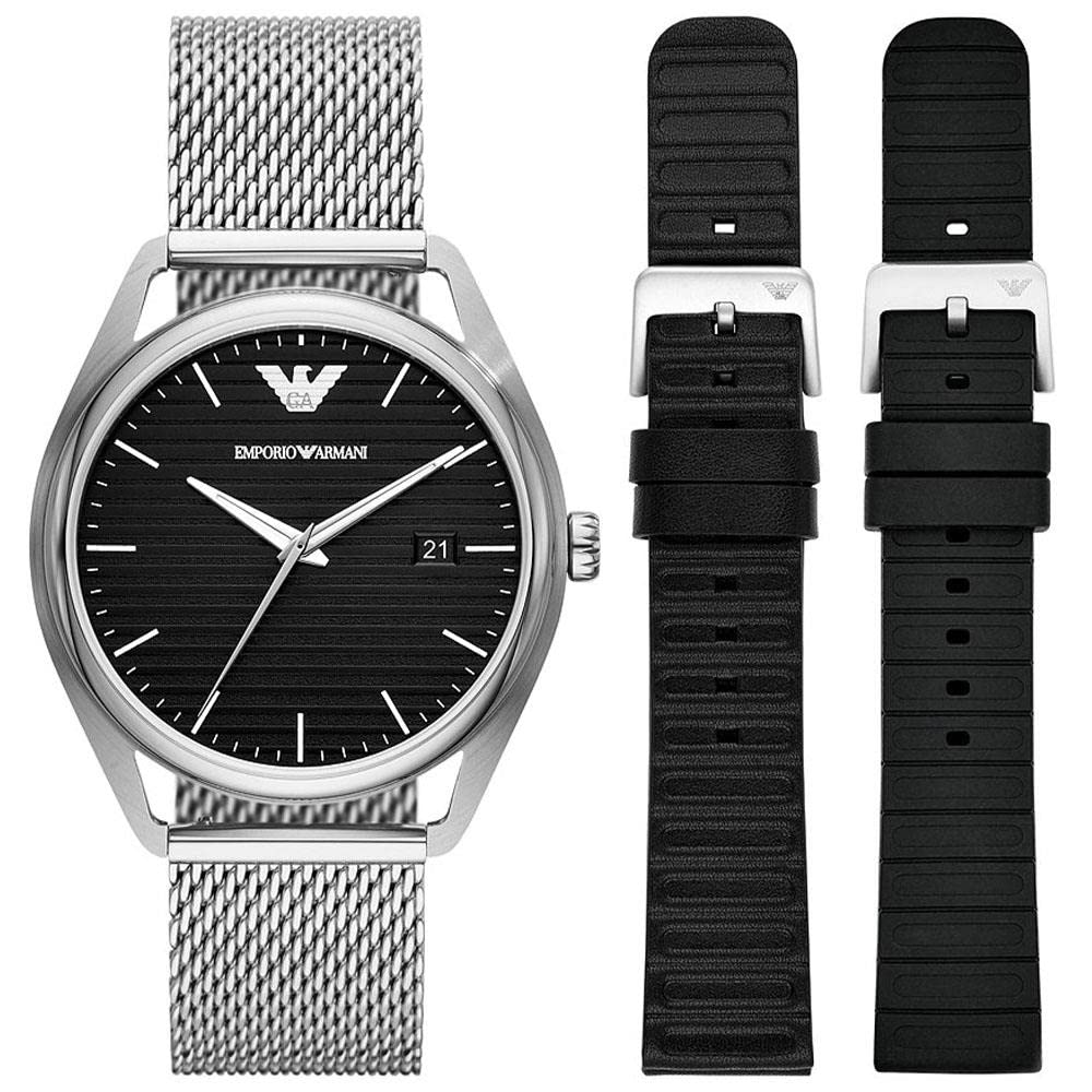 Emporio Armani Stainless Steel Analog Black Dial Men Watch-Ar80055, Silver Band (B09BBLRQF2) Amazon Price History, Amazon Price Tracker