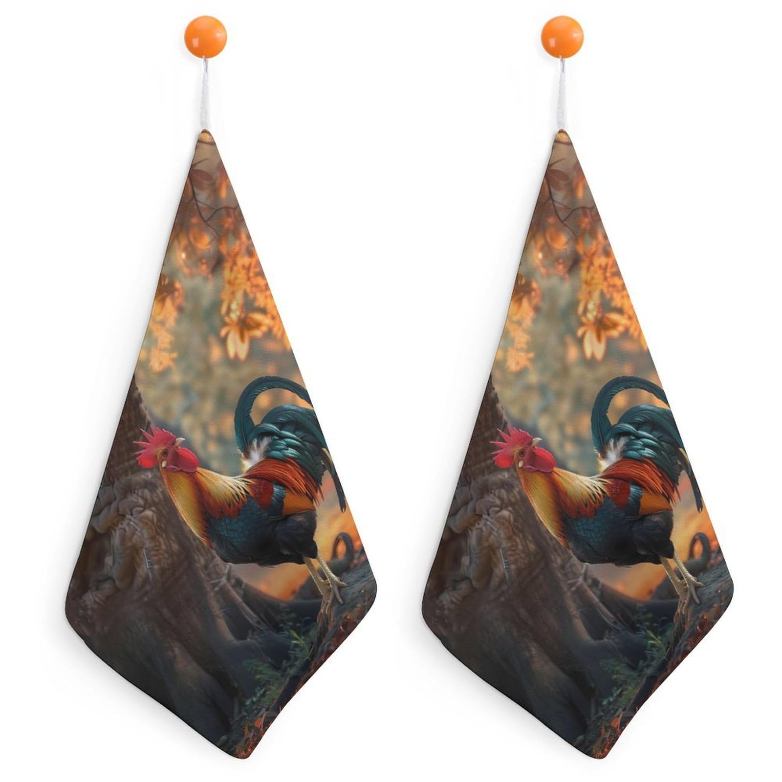 TXFBTRFSA Colorful Rooster Hand Towels with Hanging Loop Kitchen Towel Handkerchiefs Cleaning Cloths
