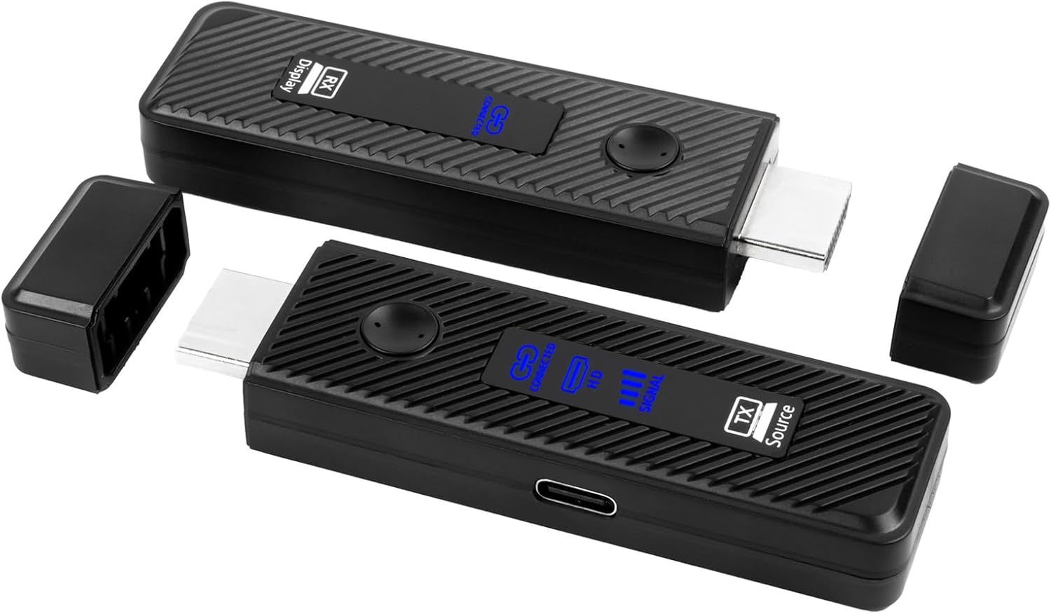 Wireless HDMI Transmitter and Receiver 4K 1080P, 5G 2.4G Dual Band HDMI Wireless Extender 197ft Plug and Play Zero Latency Screen Mirroring for TV Projector Laptop (Black)