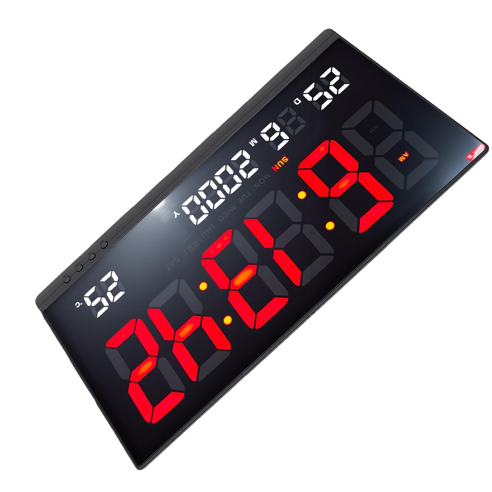 Brrnoo Orologio Digitale LED, Schermo Grande, con Display della | ABS, per Camera da Letto e Soggiorno, Formato 12/24 Ore, Calendario con Giorno e Data, Temperatura, Livelli di luminosità,