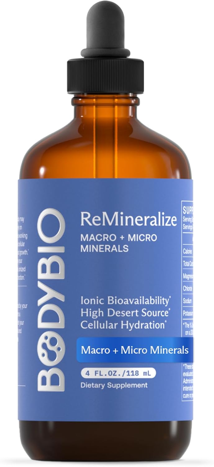 BodyBio ReMineralize – Concentrated Ionic Trace Minerals to Hydrate, Detox, and Revitalize Your Cells – Over 72 Bioavailable Trace Minerals for Rapid Absorption 4 Fl Oz