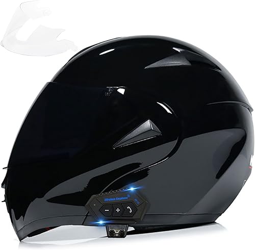 Miniatura 1 de Casco modular Bluetooth para motocicleta, aprobado por DOT, doble visera completa, abatible, Bluetooth, casco de motocicleta integrado para adultos,