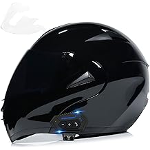 Motorcycle Bluetooth Modular Helmet, DOT Approved Dual Visor Full Face Flip up Bluetooth Integrated Motorcycle Helmets for Adults Men Women