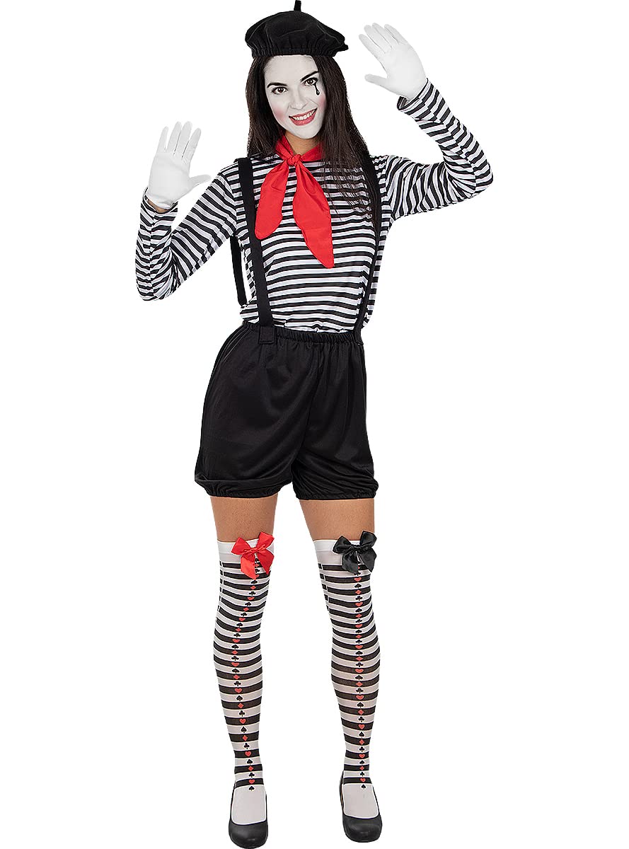 Funidelia Disfraz De Mimo Para Hombre | Payaso De Circo | Incluye Pantalón, Camiseta, Boina Y Pajarita | Talla M-L Funidelia Disfraz De Mimo Para Hombre | Payaso De Circo | Incluye Pantalón, Camiseta, Boina Y Pajarita | Talla M-L