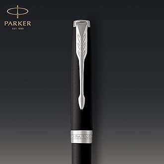 Parker Sonnet Ballpoint Pen | Matte Black Lacquer with Palladium Trim | Medium Point Black Ink | Gift Box