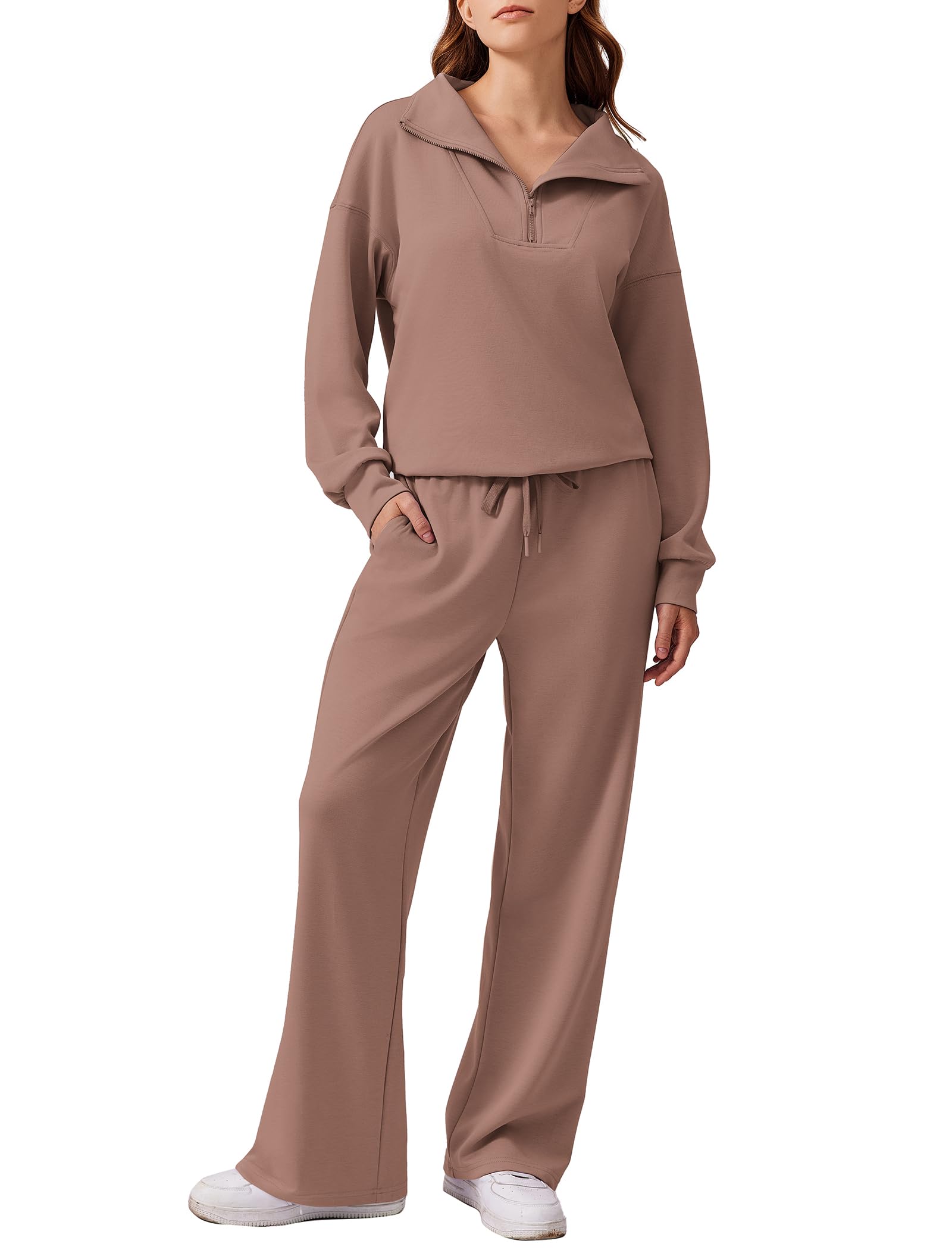PINSPARK 2 Piece Sets for Women 2024 Fall Outfits Sweatsuit Oversized Sweatshirt Wide Leg Sweatpants Matching Set Tracksuit — view 22