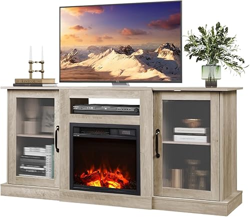 Miniatura 14 de WLIVE Soporte de TV estilo granja para TV de 65 pulgadas, centro de entretenimiento de 58" con gabinetes de almacenamiento, consola de TV con Negro