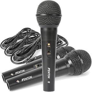 Set of QTX Black Dynamic Cardoid Disco DJ Karaoke Microphone PA Recording Mic