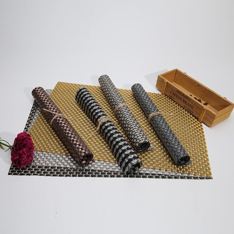 Woven Placemats Western Thermal Insulation Non-Slip Table Mats Plate Home Decoration(D)