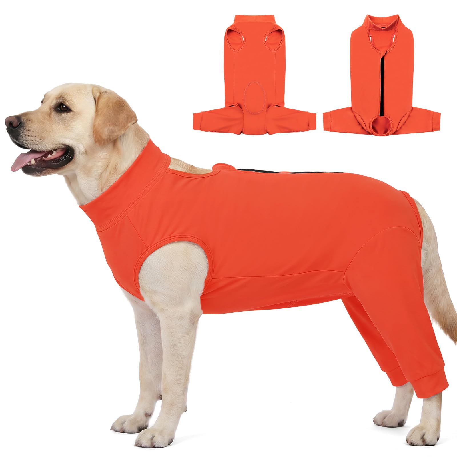 AOFITEE Extra Large Dog Recovery Sleeve, Recovery Suit for Hind Legs, Anti Licking Rear Leg Sleeve for Female Male Dogs, Wound Cover for Rear Leg and Abdomen, Dog Cone Alternative, Orange 3XL