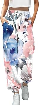 Boseucn Jogginghose Damen - Blumen Druck High Waist Sweathose