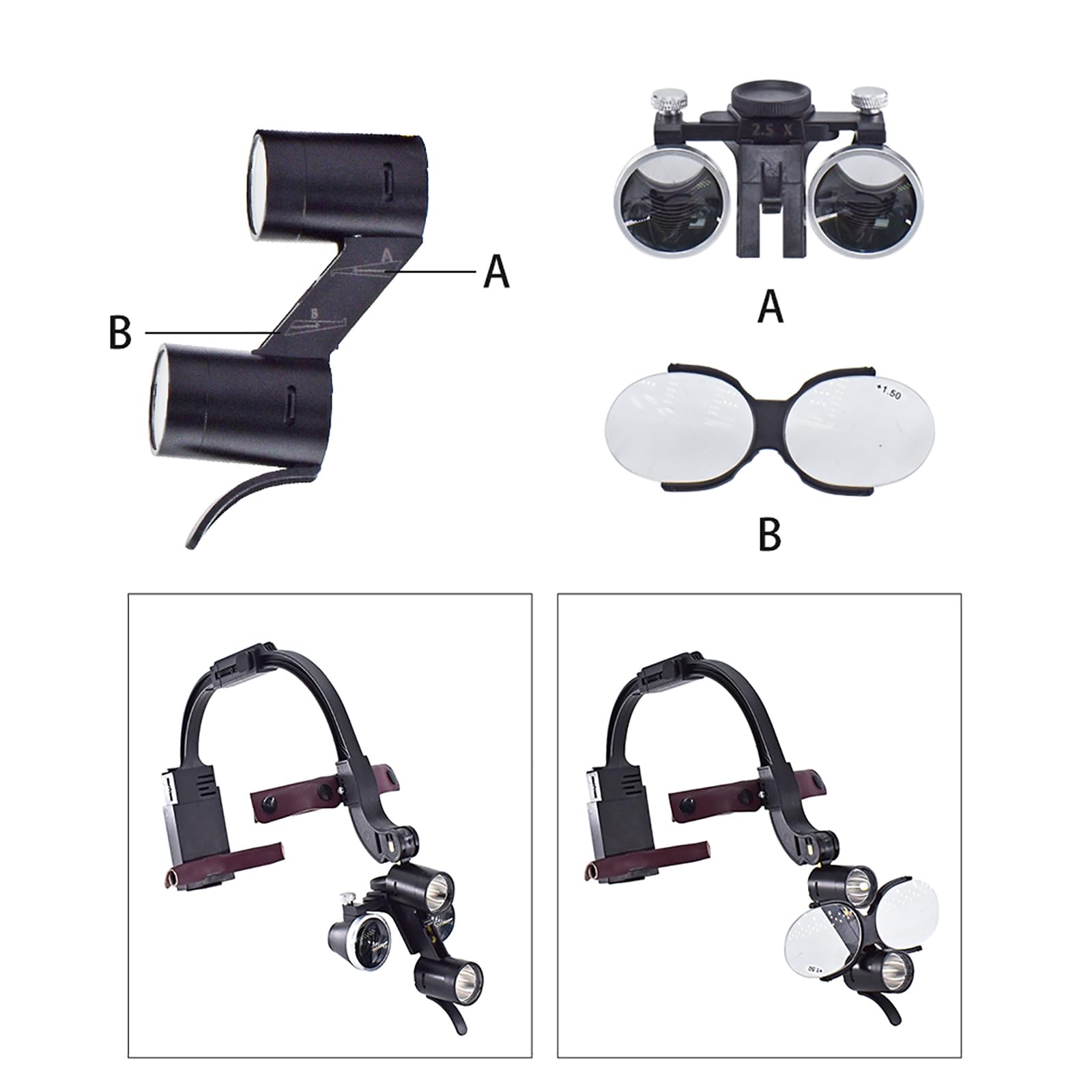 Lupa Dental De 3,5 Aumentos, Faro LED Dental De 5 W con Caja De Almacenamiento, Equipo De Laboratorio Binocular De Aumento para Otorrinolaringología, Estomatología, Sutura De Desbridamiento