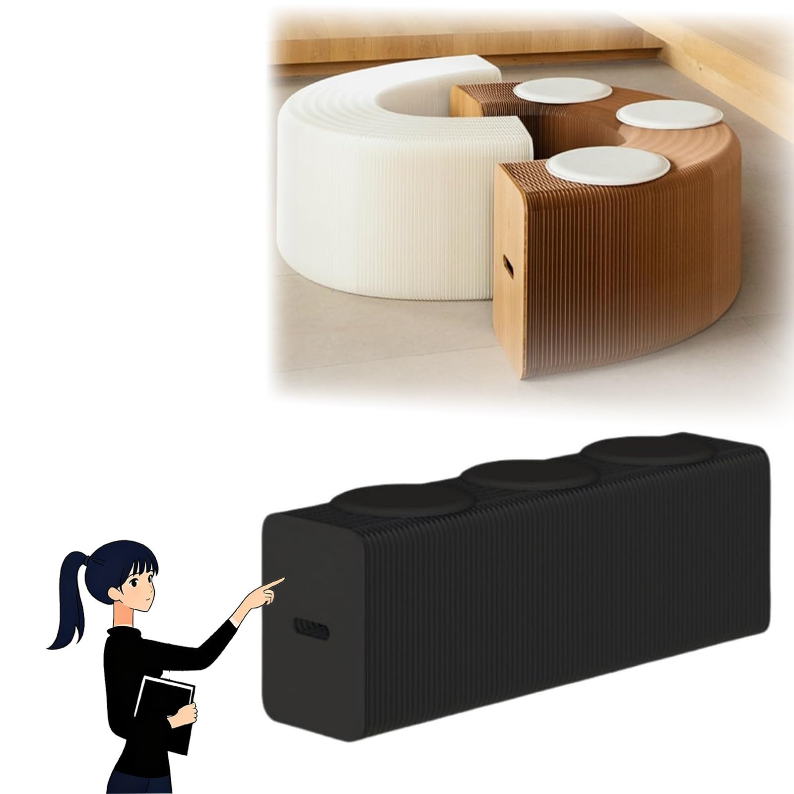 Banco de papel kraft plegable de diseño nórdico con cojines