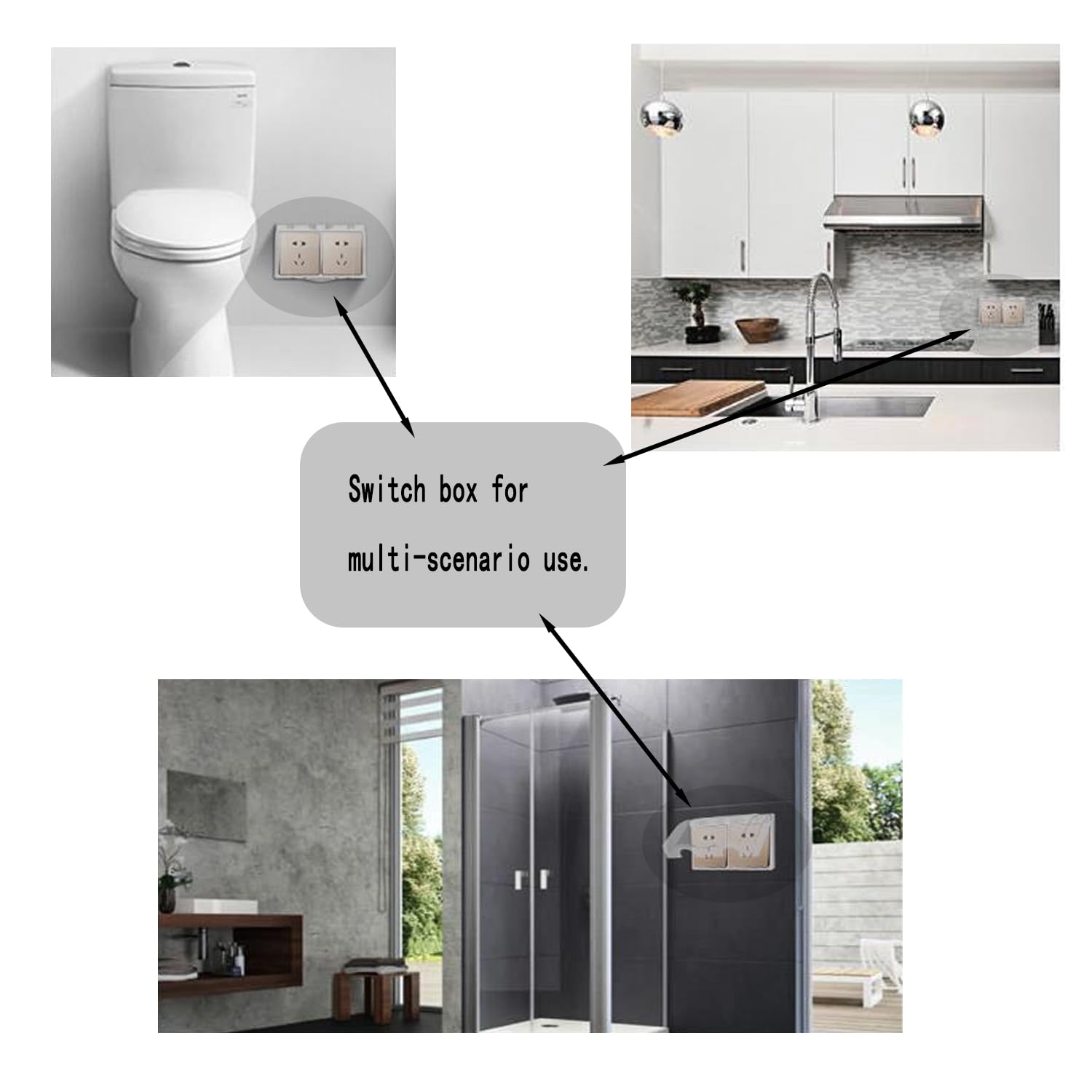 Cache-prise Interrupteur Étanche Autocollant - Couvercle Prise 86 Type Design Haut - Protection Salle De Bain Extérieur Blanc