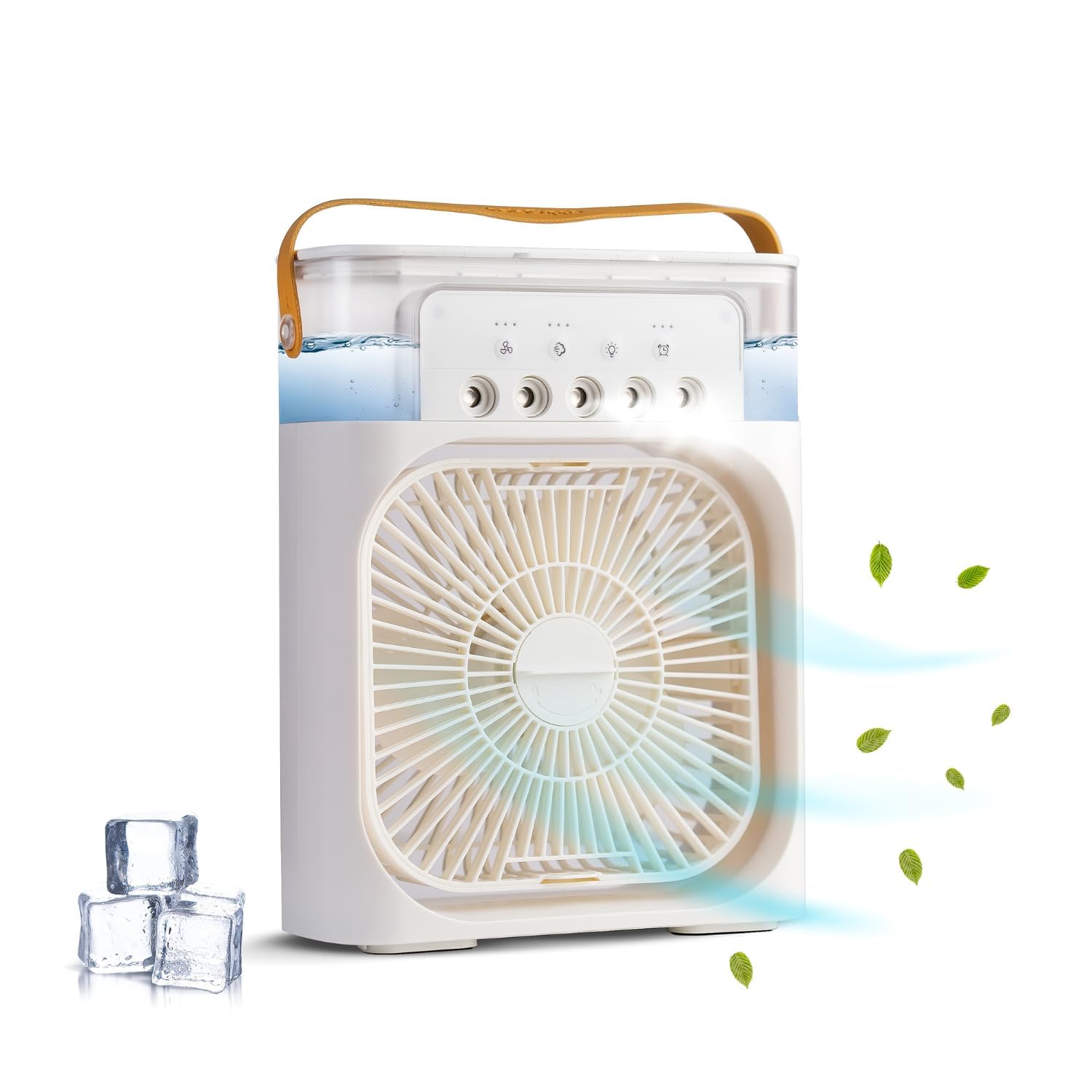 InstaCuppa Portable Humidifier with Fan, 3 Adjustable Mist Settings, 3 Fan Speed, 7 Colors LED Light, Timer Function, USB Powered, 600 ML Water Tank, Ultrasonic Cool Mist Humidifier