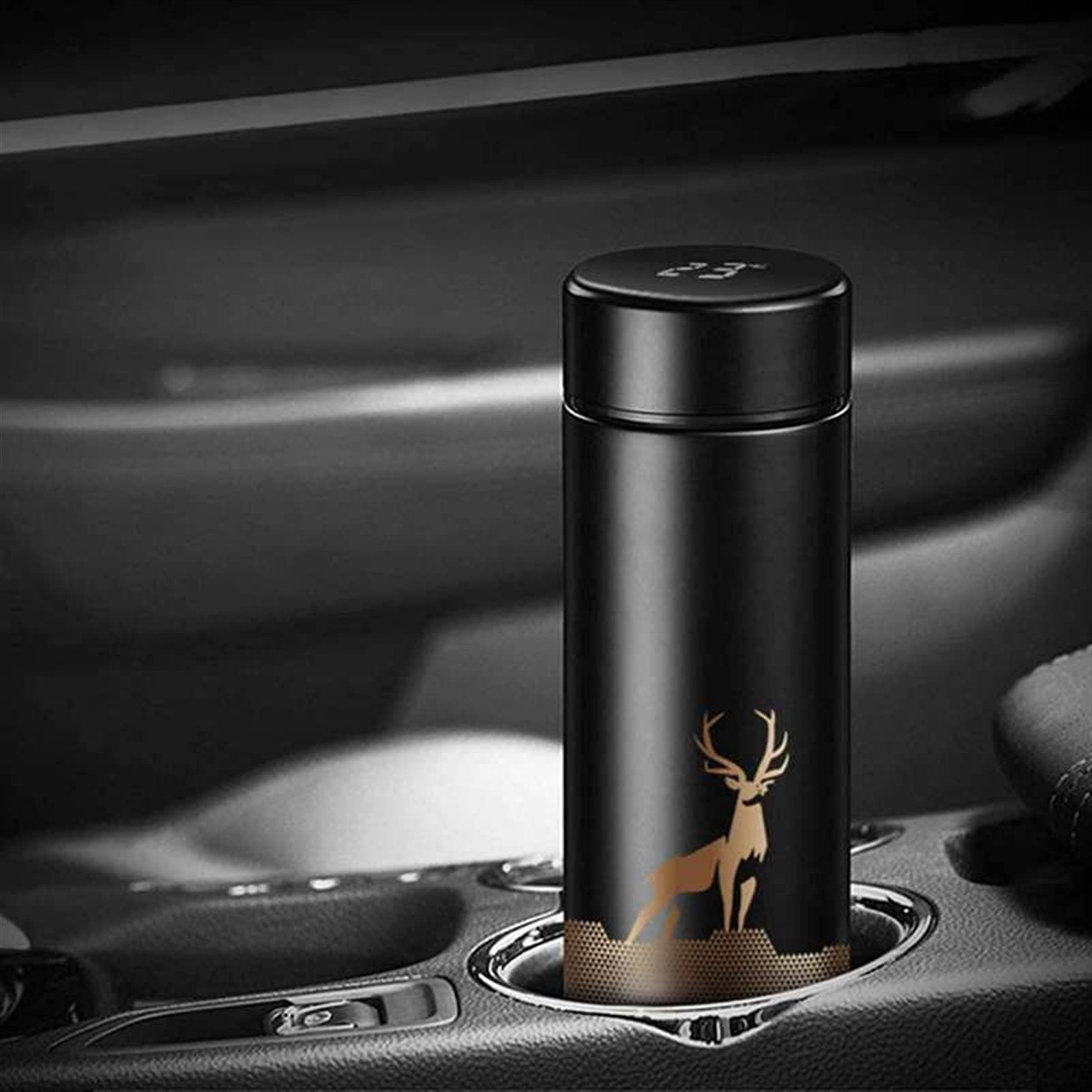 Termo aislado Botella de agua deportiva, Termo inteligente de acero inoxidable Taza Pantalla de temperatura Frascos de vacío Taza de café para automóvil de viaje Botella de agua termo (500 ml, tapa de