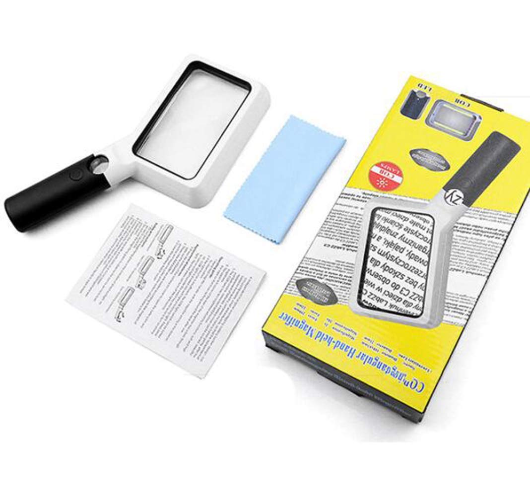 Lupa de Mano con luz LED COB, Lente acrílica 2X/20, Ayuda de Lectura iluminada portátil, Lupa para Leer Libros, periódicos, observación de Insectos y Pasatiempos, Ciencia