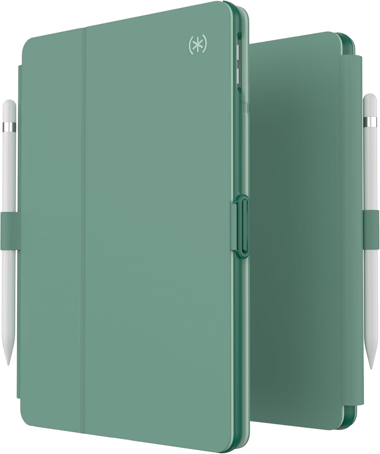 Speck Balance Folio Case for iPad 10.2 Inch (2019-2021) - Drop & Camera Protection, Slim Multi Range Stand, Apple Pencil Holder - Fluorite Green/Eggshell Green
