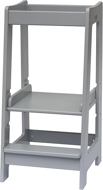 Stepup Baby Montessori Learning Tower Toddler Step with Adjustable Height & Safety Rail (Grey)