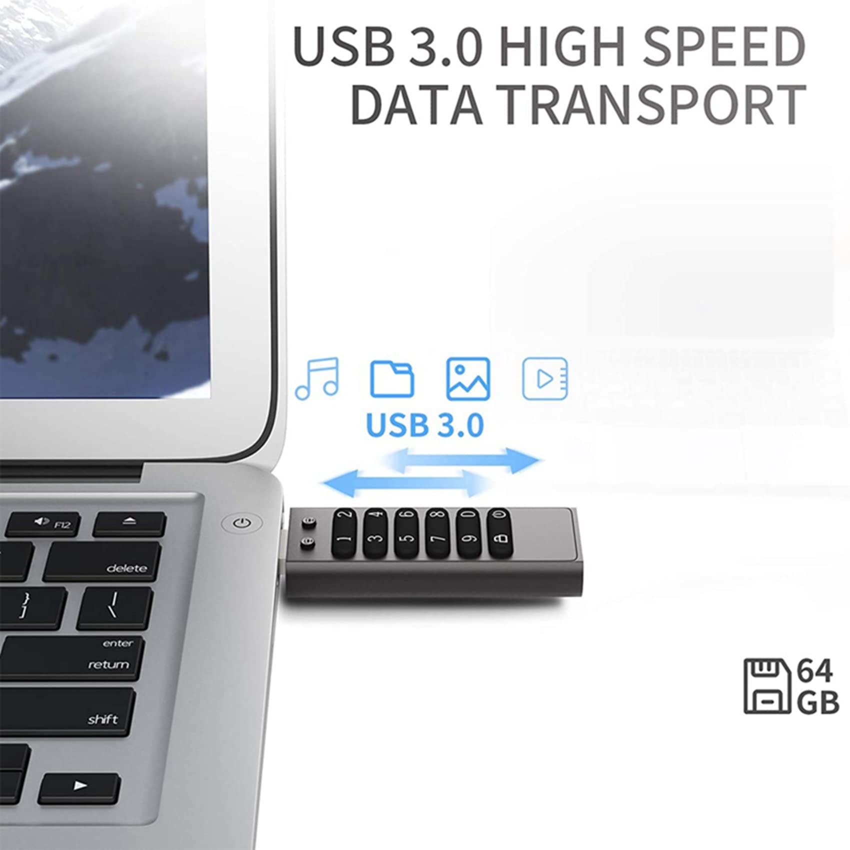 2X Sicheres USB Laufwerk, 32GB Verschlüsseltes USB Flash Laufwerk Hardware Passwort Erinnerung Stick mit Tastatur U Disk Flash