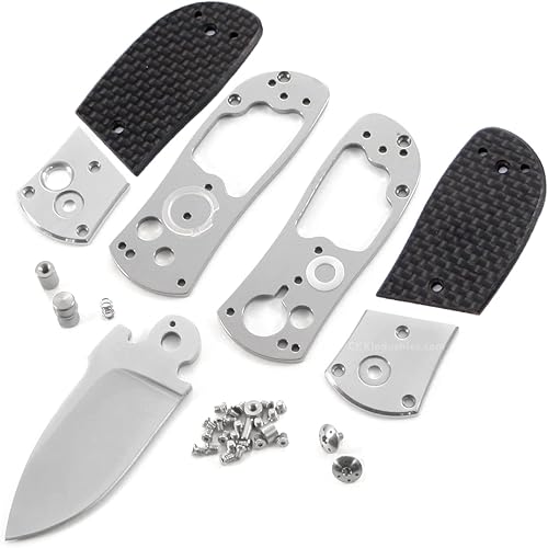 Miniatura 10 de EZSMITH Kit de fabricación de cuchillos - SS 20 - Cuchillo plegable con bloqueo de botón - Kit de piezas - con básculas de mango negro