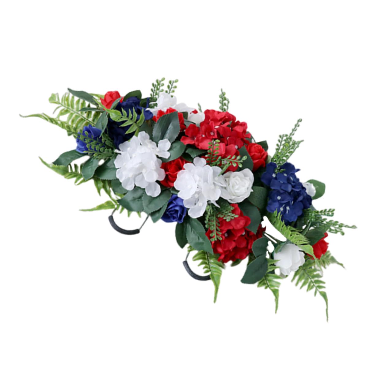 Selle de fleurs artificielles pour tombe rouge blanc bleu résistant aux intempéries