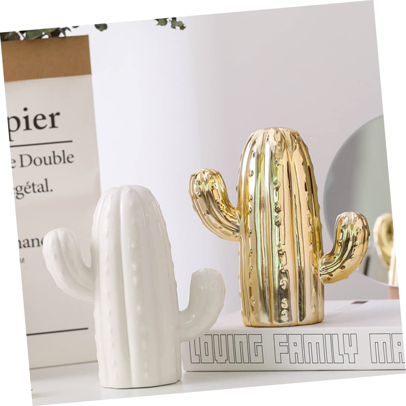 Zerodeko Spardose im Kaktus Design aus Keramik Dekorativer Spartopf mit Nordic Style Münzaufbewahrung für Zuhause und Stilvolles Dekoartikel in Gold