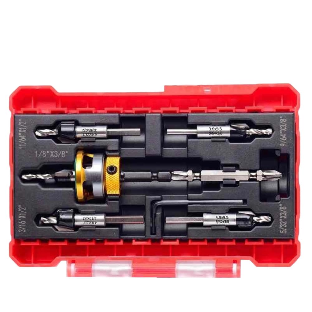 Jnchdghwa Gold Countersunk Drill Bit Set, Countersunk Drill Bit With Depth Limiter, Hex Shank Countersunk Woodworking Drill Bit Set