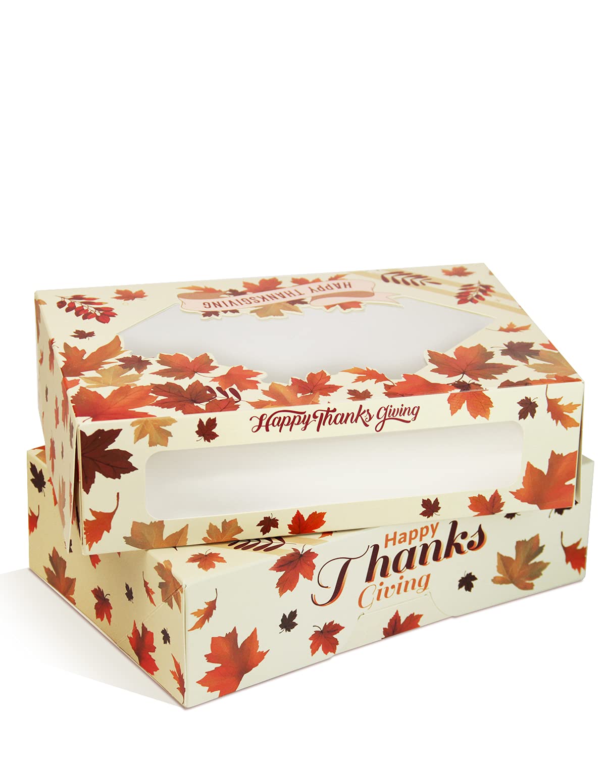 Yotruth Thanksgiving Bakery Box with Window Gift 9x6x2.5" Bakery Boxes 50 Pack Cookie Box Pop-up Easy Assembly Treat Box For Thanksgivig Day