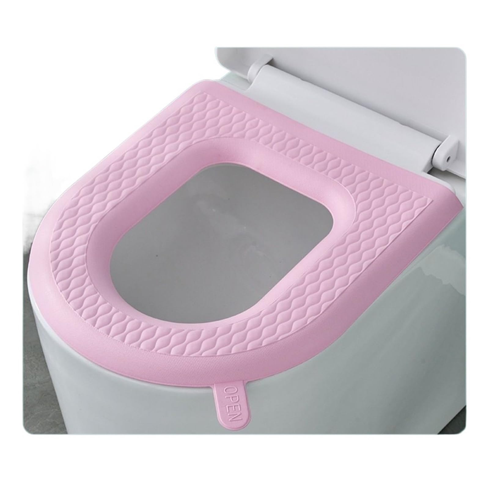 MZSKLW Padded Toilet Seat Waterproof Toilet Seat Cushion Reusable Silicone Household Washable Paste Foam Cover Pad Handle Bathroom Accessories(Pink)