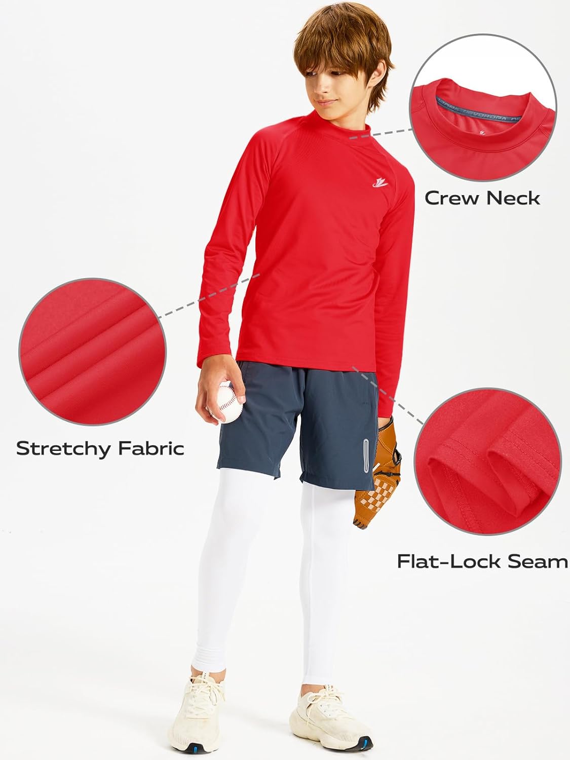 DEVOROPA Youth Boys Compression Thermal Shirt Long Sleeve Kids Fleece Baselayer Soccer Baseball Undershirt Slim/Regular/Husky - Image 5